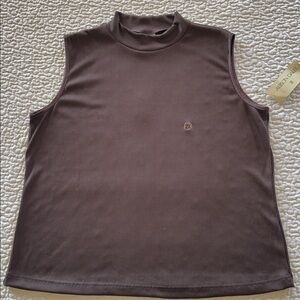 NWT Allison Daley Chocolate Mockneck Sleeveless Ribbed Tank Plus Sz 2X